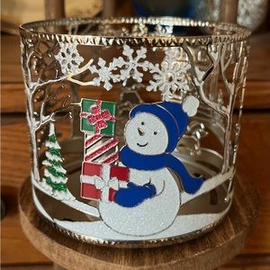Bath & Body Works 3 Wick Candle Holder - Snowman Scene